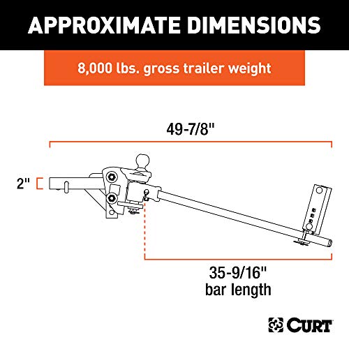 CURT 17499 TruTrack 4P Weight Distribution Hitch with 4x Sway Control, Up to 8K, 2-Inch Shank