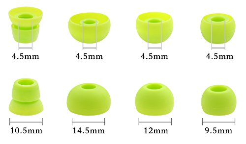 ALXCD Ear Tips for Powerbeats 2 Wireless Headphone, SML 3 Sizes 3 Pair Silicone Replacement Earbud Tips & 1 Pair Double Flange Ear Tip Cushion, Fit for Powerbeats2 Wireless Pb2[4 Pair](Green)