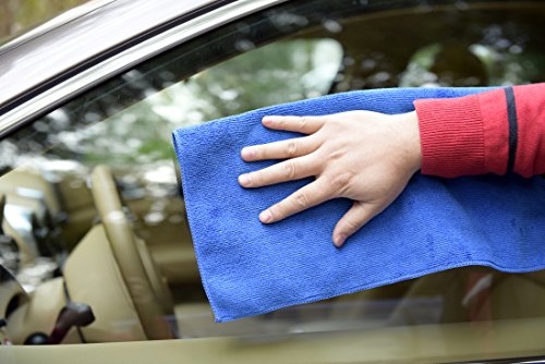 CARCAREZ Premium Microfiber Detailing Towels, 380 GSM Lint Free Car Buffing Waxing Polishing Drying Towel, Pack of 6 (Blue)