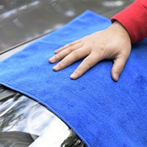 CARCAREZ Premium Microfiber Detailing Towels, 380 GSM Lint Free Car Buffing Waxing Polishing Drying Towel, Pack of 6 (Blue)