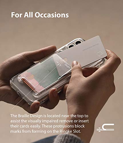 Ringke Slot Card Holder for Phone Case, Business Card Holder for Back of Phone, ID Credit Card Holder Stick on for Women Men, Phone Wallet Compatible with iPhone, Galaxy, and Pixel - Clear Mist