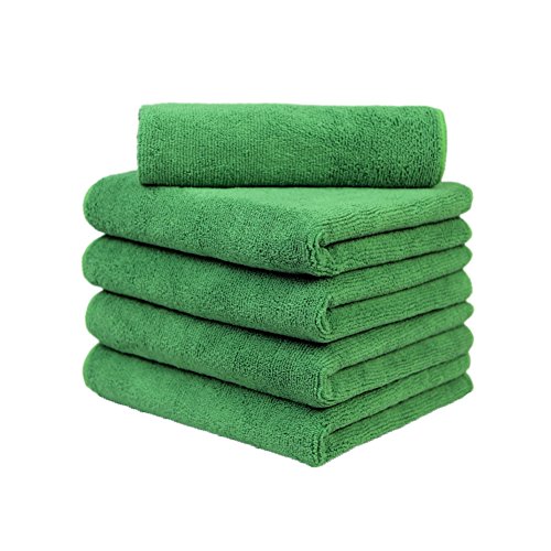 CARCAREZ Microfiber Cleaning Cloth Towels for Streak & Lint Free Household Cleaning, Dusting, Washing & Wiping - 380 GSM 16x16 inch Pack of 5