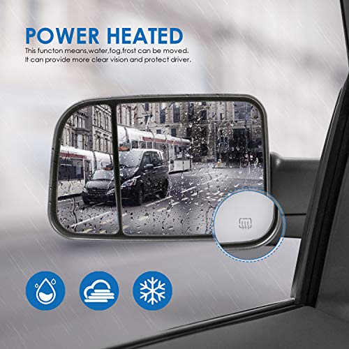 MOSTPLUS Towing Mirror Compatible for 1998-2002 Dodge Ram 1500 2500 3500 Power Heated Mirror w/Led Turn Light (Black)