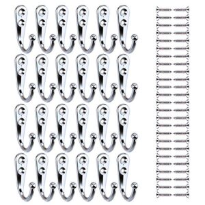 sunmns 24 pieces coat hooks single wall mounted robe hook hanger with 50 pieces screws (silvery)