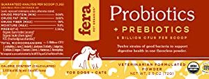 FERA Probiotics for Dogs and Cats - USDA Organic Certified - Advanced Max-Strength Vet Formulated - All Natural Probiotics Powder - Made in The USA - 5 Billion CFUs Per Scoop (Packaging May Vary)