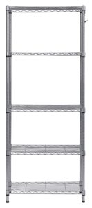 muscle rack ws241459-5s 5 tier wire shelving with hooks in silver, 59" height, 24" width, 14" length