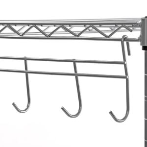 Muscle Rack WS241459-5S 5 Tier Wire Shelving with Hooks in Silver, 59" Height, 24" Width, 14" Length