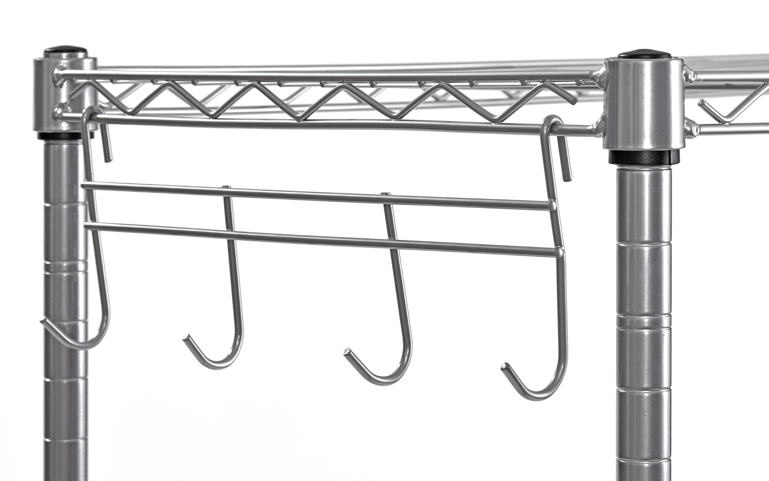 Muscle Rack WS241459-5S 5 Tier Wire Shelving with Hooks in Silver, 59" Height, 24" Width, 14" Length