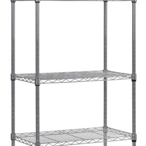 Muscle Rack WS241459-5S 5 Tier Wire Shelving with Hooks in Silver, 59" Height, 24" Width, 14" Length