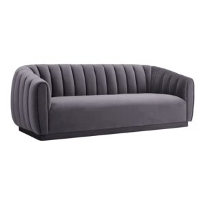 tov furniture arno collection velvet livingroom sofa, grey