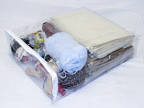 Oreh Homewares Heavy Duty Vinyl Zippered Closet Storage Bags (Clear) for Sweaters, Blankets, Comforters, Bedding Sets and Much More! (15" x 18" x 5") 5.8 Gallon 4-Pack