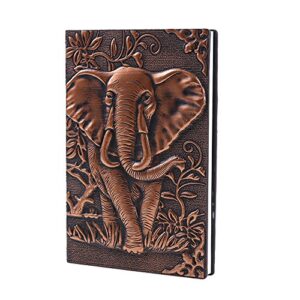 Leather Journal Writing Notebook - Antique Handmade Leather Daily Notepad Sketchbook, Elephant Gift For Men & Women, Travel Diary & Notebooks to Write in (Red, A6)