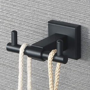 Alise Towel Hooks Bathroom Double Robe Hook Lavatory Bath Coat Hooks Wall Mount Clothes Hook,Matte Black Finish