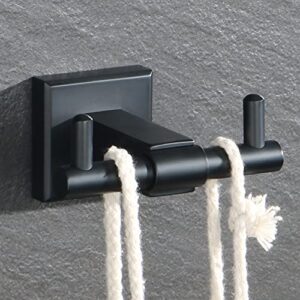 Alise Towel Hooks Bathroom Double Robe Hook Lavatory Bath Coat Hooks Wall Mount Clothes Hook,Matte Black Finish