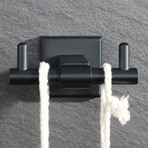 Alise Towel Hooks Bathroom Double Robe Hook Lavatory Bath Coat Hooks Wall Mount Clothes Hook,Matte Black Finish