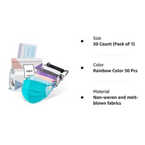 FWPP 4 Layer Individually Wrapped Earloop Disposable Face Masks 50 Pcs Rainbow Color