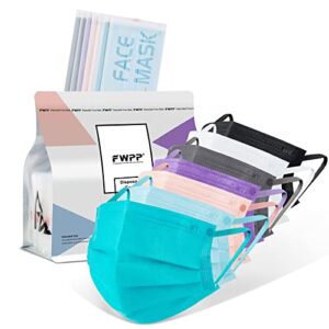 fwpp 4 layer individually wrapped earloop disposable face masks 50 pcs rainbow color