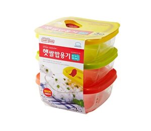 lock&lock oven glass cooked rice storage container for freezer set of 3
