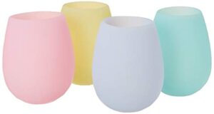 shark skinz shark skinzz set of 4 pastel silicone drinkware, 4 count (pack of 1), multicolor
