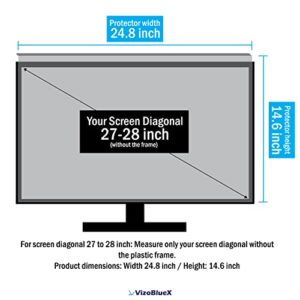 VizoBlueX 27-28 inch Anti-Blue Light Filter for Computer Monitor. Blue Light Monitor Screen Protector panel (24.8"x14.6") Fits LCD TV PC Mac Monitors