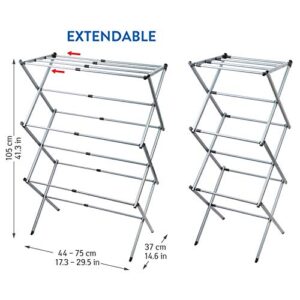 Artmoon Gobi Foldable Drying Laundry Rack, Portable Clothes Horse Made of Rustproof Steel, Extendable 17.3''- 29.5''