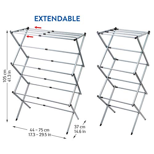 Artmoon Gobi Foldable Drying Laundry Rack, Portable Clothes Horse Made of Rustproof Steel, Extendable 17.3''- 29.5''