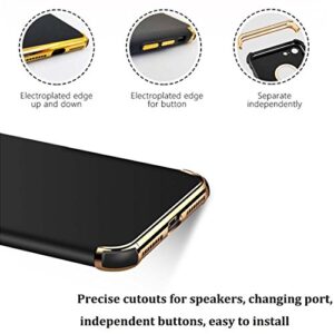 Tverghvad iPhone 8 Plus Case, Ultra Slim Flexible iPhone 8 Plus Matte Case, Styles 3 in 1 Electroplated Shockproof Luxury Cover Case, Magnetic Phone Case for iPhone 8 Plus (Black)
