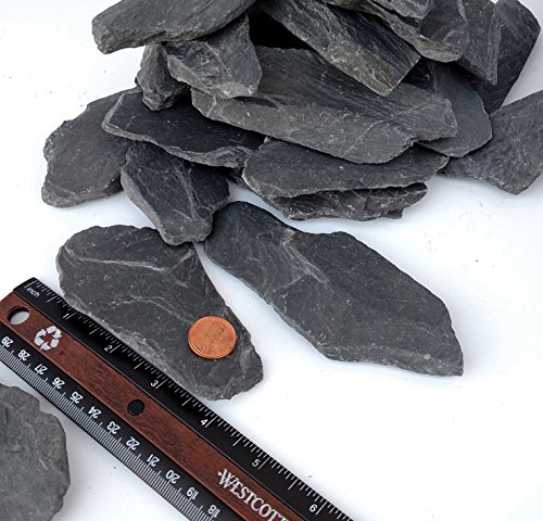 Natural Slate Stone 3 to 5 inch Rocks for Miniature and Fairy Garden, Aquascaping Aquariums, Reptile enclosures & Model Railroad. (5lbs)