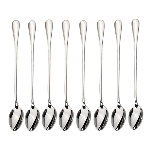 dhrbsx Long-Handled ice Tea Spoon, Cocktail stir Spoons, Stainless Steel Coffee Spoons, ice Cream Scoop Set of 8