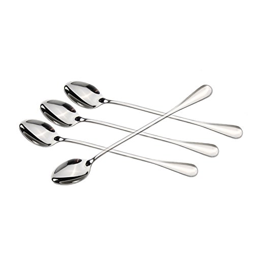 dhrbsx Long-Handled ice Tea Spoon, Cocktail stir Spoons, Stainless Steel Coffee Spoons, ice Cream Scoop Set of 8