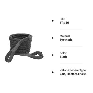 Valens Rigging 1" x 30 ft Heavy Duty Kinetic Recovery Tow Rope for Trucks, SUVs, Cars, Jeeps, Offroad Vehicles, ATVs, UTV, Snowmobiles and Tractors