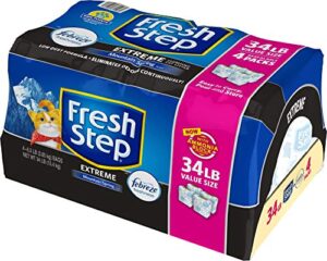 fresh step extreme scented litter with the power of febreze, clumping cat litter mountain spring, 34 pounds