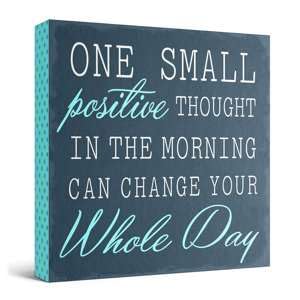 Barnyard Designs 'One Small Positive Thought' Wooden Box Sign Motivational Desk Decor, Primitive Decor Office Desk Decorations for Women Office Bathroom Shelf Decor, Inspirational Desk Decor, 5x5