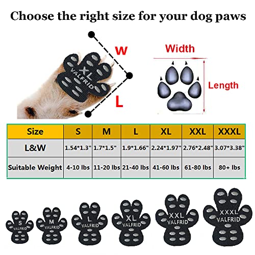 VALFRID Dog Paw Protector Anti-Slip Grips to Keeps Dogs from Slipping On Hardwood Floors,Disposable Self Adhesive Resistant Dog Shoes Booties Socks Replacemen XXL 24 Pieces