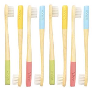 laboos bulk colorful kids bamboo toothbrushes,best nature manual travel toothbrush, new extra soft compact bristle gum toothbrush,best toothbrush for gingivitis and sensitive teeth (8 pcs)