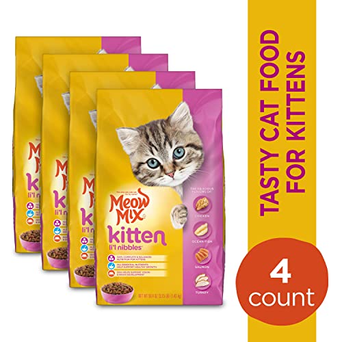 Meow Mix Kitten Li'L Nibbles Dry Cat Food, 3.15 Pound Bag (Pack of 4)