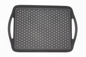 chopmaster rectangular anti slip serving tray with handle (large, black)