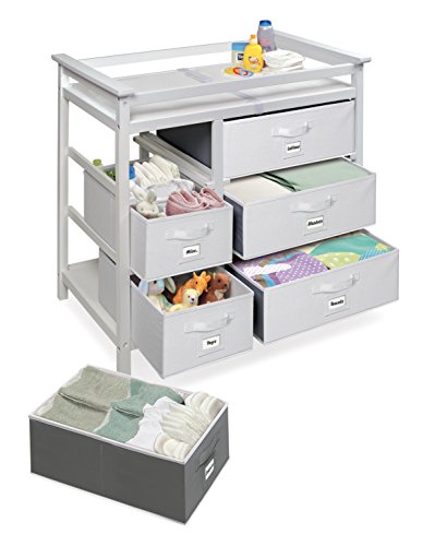 Modern Baby Changing Table with 6 Storage Baskets and Pad