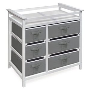 Modern Baby Changing Table with 6 Storage Baskets and Pad