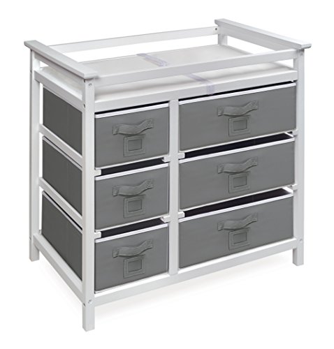 Modern Baby Changing Table with 6 Storage Baskets and Pad