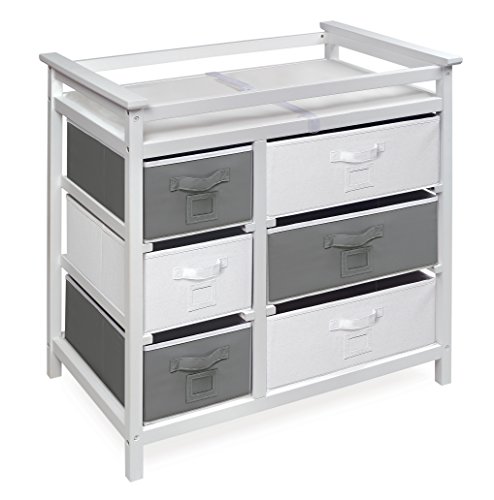 Modern Baby Changing Table with 6 Storage Baskets and Pad