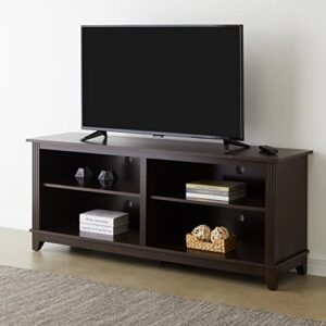 ROCKPOINT 58inch TV Stand Media Console for TV’s up to 65 Inches, Home Living Room Storage Console, Entertainment Center with 4 Open Storage Shelves, Modern TV Console Table (Mahogany Brown)