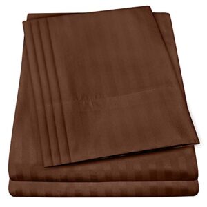 cal king size bed sheets - 6 piece 1500 supreme collection fine brushed microfiber deep pocket california king sheet set bedding - 2 extra pillow cases, great value, california king, dobby coffee
