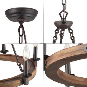 LNC Farmhouse Chandeliers for Dining Room, Wagon Wheel Chandelier, 6-Light Kitchen Island Lighting for Living Room, Entryway, Foyer