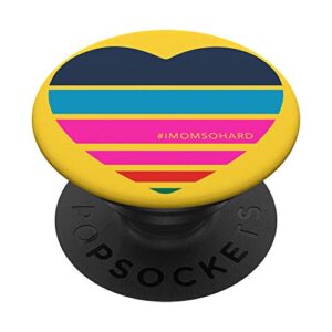 imomsohard rainbow heart (yellow) popsockets stand for smartphones and tablets