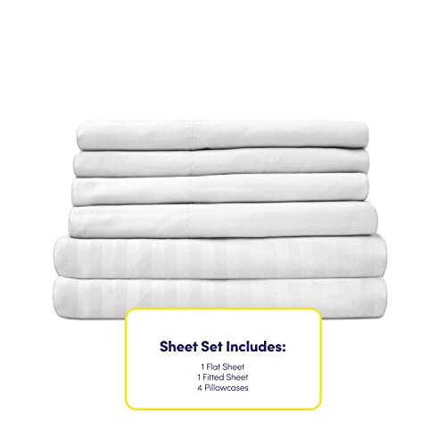 Cal King Size Bed Sheets - 6 Piece 1500 Supreme Collection Fine Brushed Microfiber Deep Pocket California King Sheet Set Bedding - 2 Extra Pillow Cases, Great Value, California King, Dobby White