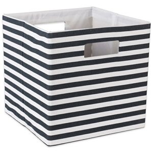 dii collapsible polyester storage cube, pinstripe, black, small