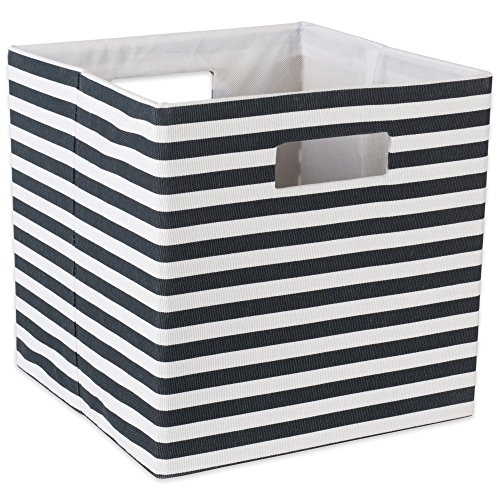 DII Collapsible Polyester Storage Cube, Pinstripe, Black, Small