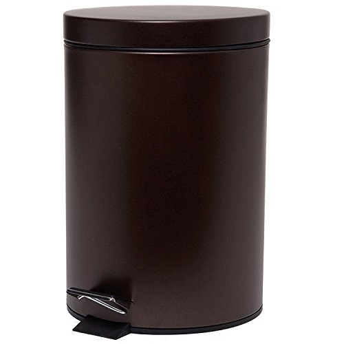 Rocky Mountain Goods Small Trash Can with Step Lid - 1.85 Gallon - Trash can for bathroom, bedroom, office - Heavy duty metal - Foot pedal opening - Removable inside pail with handle (Venetian Bronze)