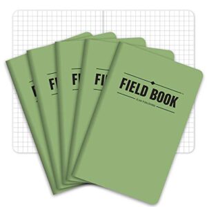 elan publishing company field notebook/pocket journal - 3.5"x5.5" - green - graph memo book - pack of 5